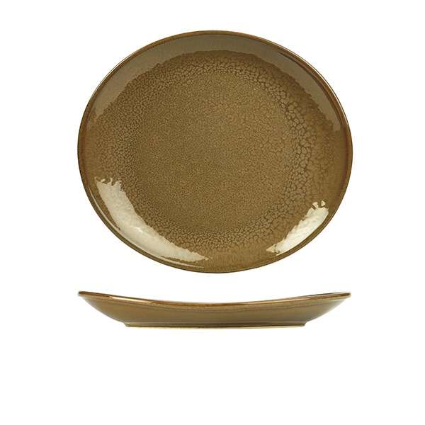 Terra Stoneware Rustic Brown Oval Plate 29.5 x 26cm QTY: 6
