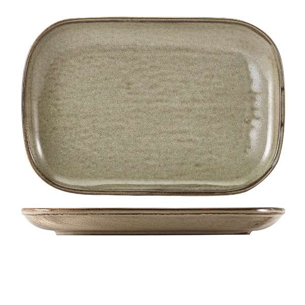 Terra Porcelain Grey Rectangular Plate 34.5 x 23.5cm QTY:6