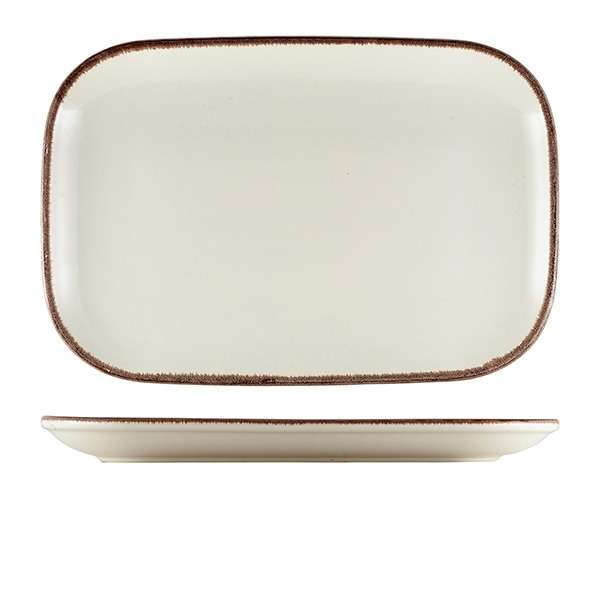 Terra Stoneware Sereno Brown Rectangular Plate 34.5 x 23.5cm QTY:6