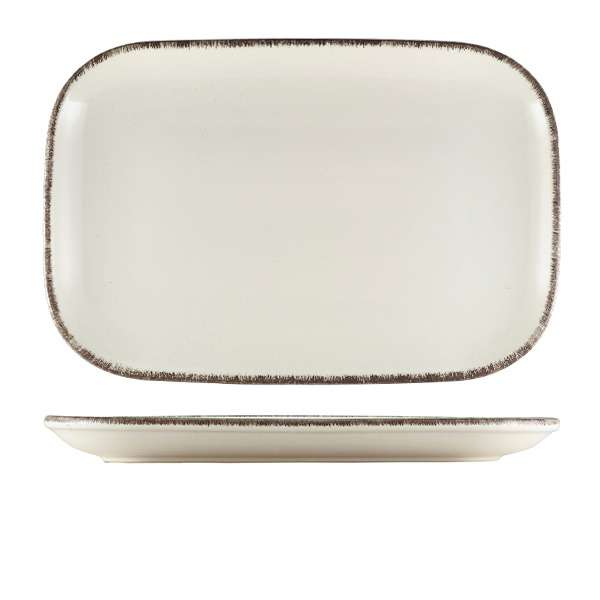Terra Stoneware Sereno Grey Rectangular Plate 34.5 x 23.5cm QTY:6