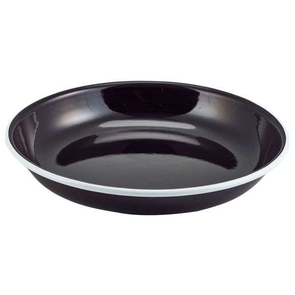 45620BK Enamel Rice/Pasta Plate Black with White Rim 20cm QTY: 1