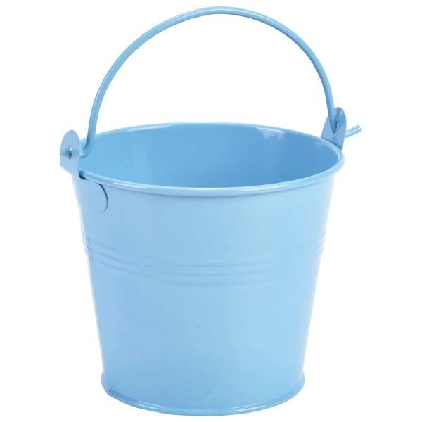 Galvanised Steel Serving Bucket 10cm Dia Blue QTY:12