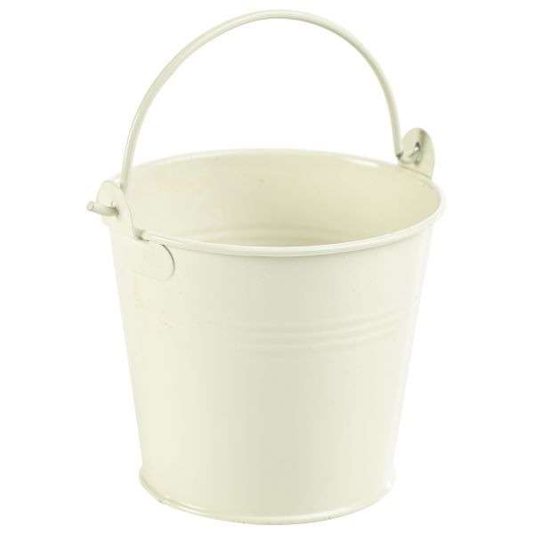 Galvanised Steel Serving Bucket 10cm Dia White QTY:12