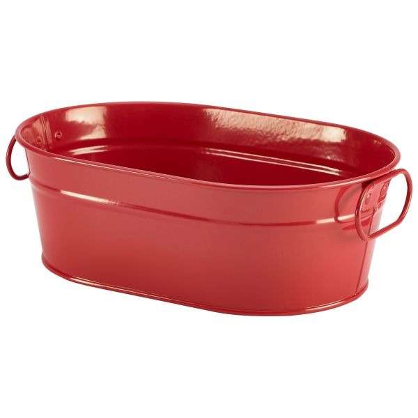 Galvanised Steel Serving Bucket Red 23 x 15 x 7cm QTY:6