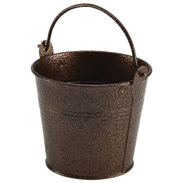 Galvanised Steel Hammered Serving Bucket 10cm Dia Copper QTY:12