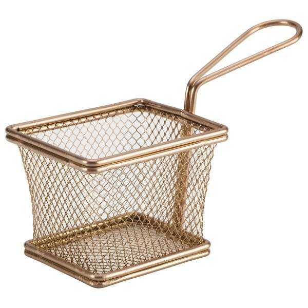 Copper Serving Fry Basket Rectangular 10 x 8 x 7.5cm QTY:6