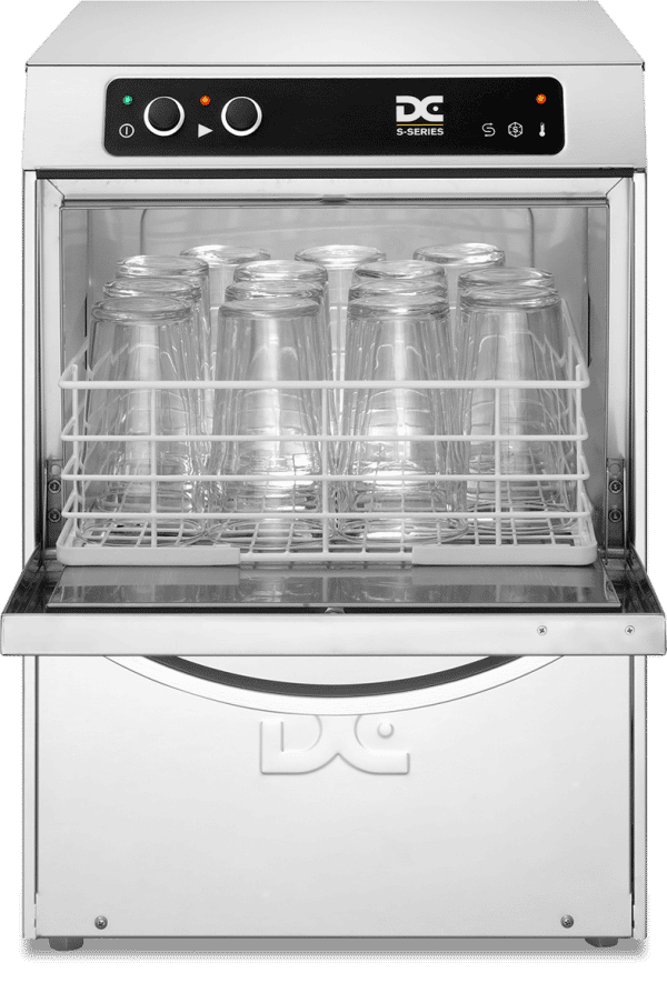 DC Standard Range SG35ISD Glasswasher with Integral Softener and Drain Pump  350mm Rack 14 Pint Capacity
