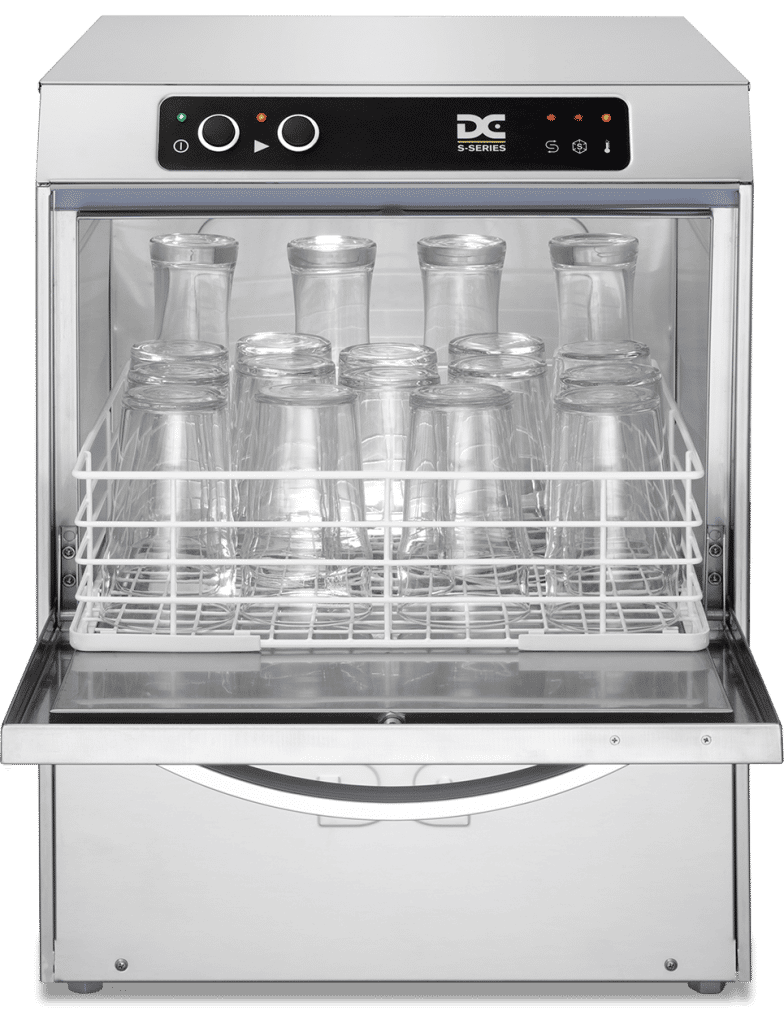 DC Standard Range SG40ISD Glasswasher with Integral Softener and Drain Pump  400mm Rack 18 Pint Capacity