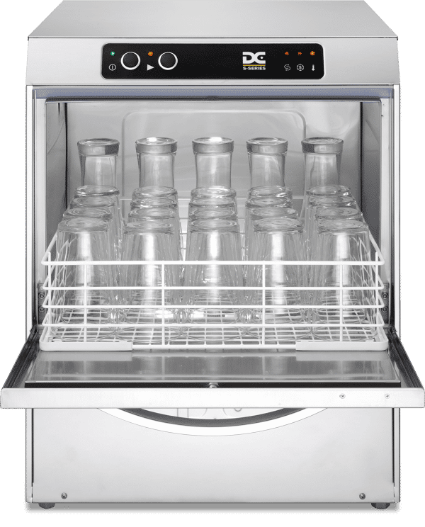 DC Standard Range SG45ISD Glasswasher with Integral Softener and Drain Pump  450mm Rack 25 Pint Capacity