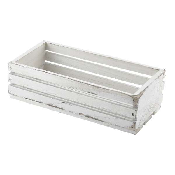 Wooden Crate White Wash Finish 25 x 12 x 7.5cm