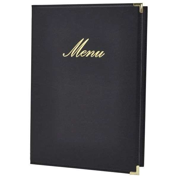 MC-CRA5-BL Classic A5 Menu Holder Black 4 Pages