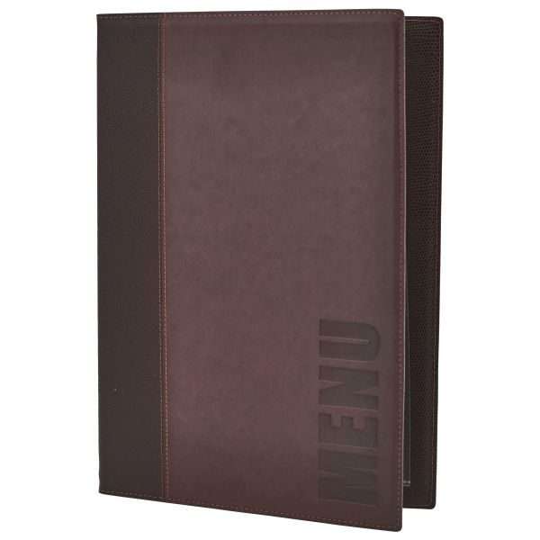Contemporary A4 Menu Holder Wine Red 4 Pages