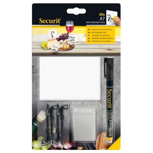 20 White Chalk Board Tags A7 + 1 Black Chalkmarker