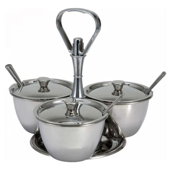 GenWare Stainless Steel Revolving Relish Server 3-Way qty:1