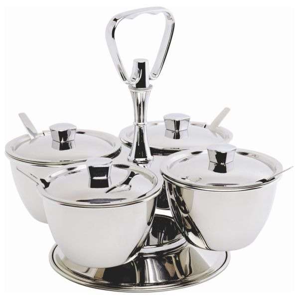 GenWare Stainless Steel Revolving Relish Server 4-Way qty:1