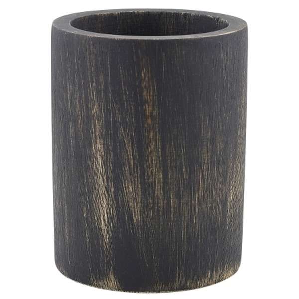 GenWare Black Wash Acacia Wood Cutlery Cylinder qty:1