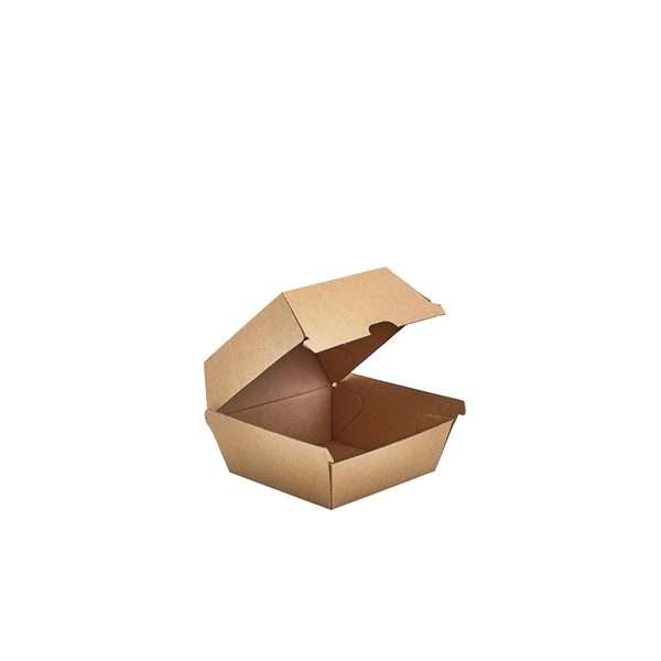 GenWare Compostable Kraft Burger Boxes 105mm (Pack of 250) QTY: 1 Ref: KFTBB10