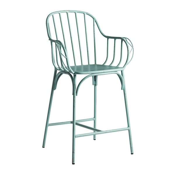 Denver – Bar Stool – Mid Height – Retro Finish Alu Frame – Blue