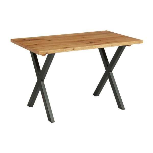 Highcross ‘X’ Dining Table – Black – Character Oak – 120cmx70cm