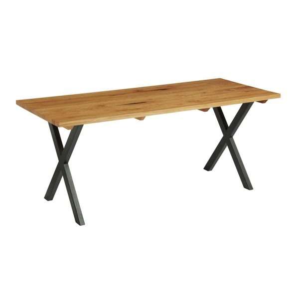 Highcross ‘X’ Dining Table – Black – Character Oak – 180cmx75cm