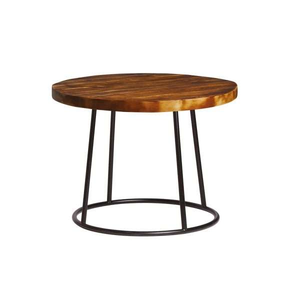 Max Coffee Table – Clear Lacquered Base – Rustic Solid Wood Top – 600Dia