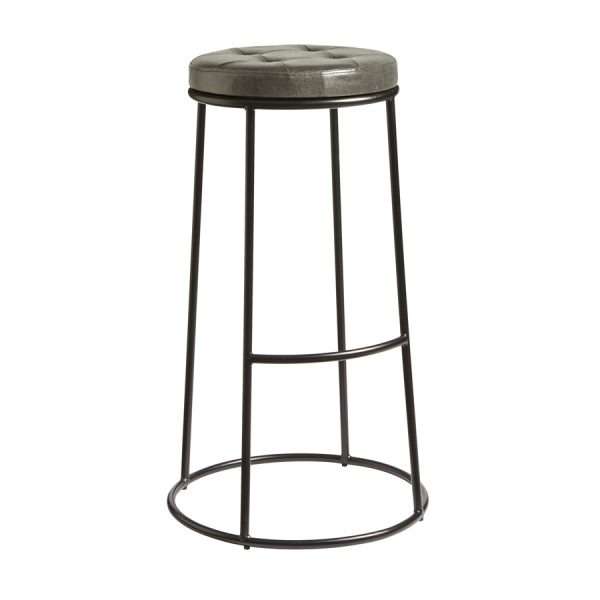 Max High Stool Black Frame Vintage Silver Seat Pad ZA.7295ST