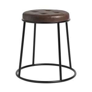 Max Low Stool Black Frame Vintage Brown Seat Pad ZA.7160ST