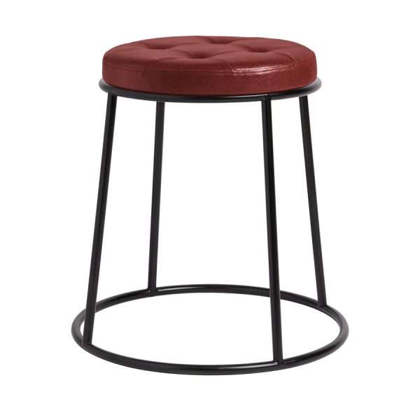 Max Low Stool Black Frame Vintage Red Seat Pad ZA.72100ST