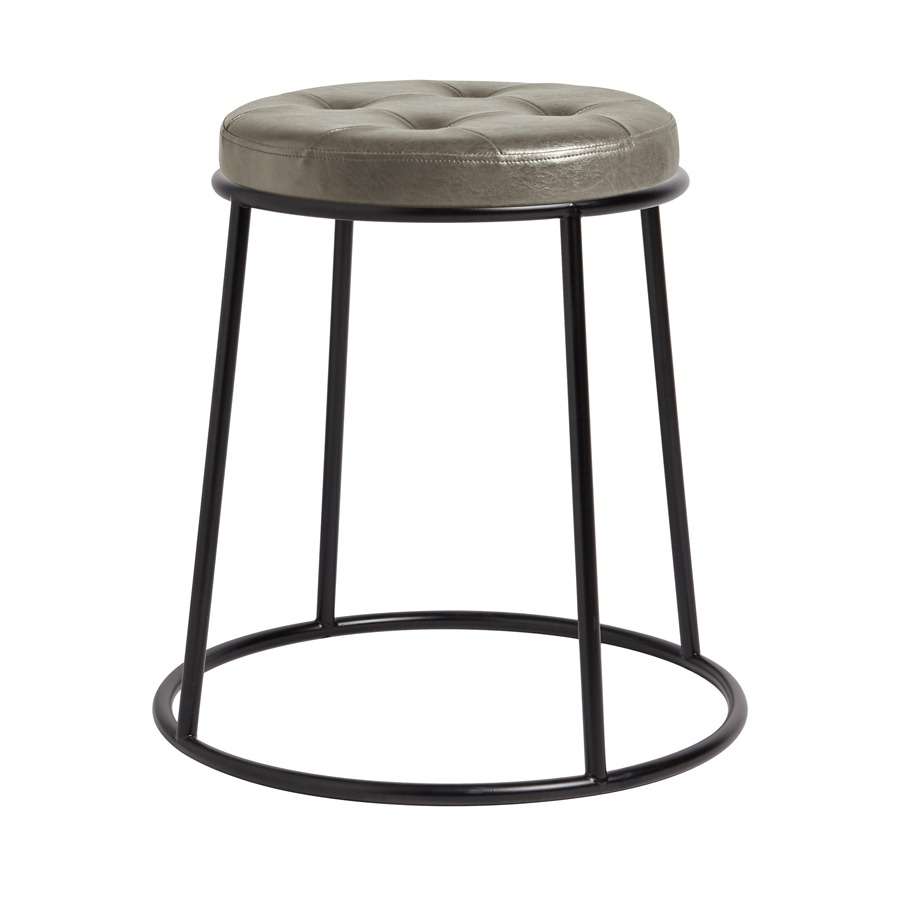 Max-Low-Stool-Black-Frame_Vintage-Silver-Seat-Pad-ZA.7296ST Max 45 – Black metal frame – Vintage Silver Seat