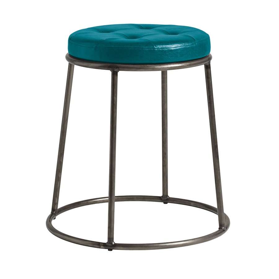 Max-Low-Stool-Clear-Lacq-Frame_Vintage-Teal-Seat-Pad-ZA.7286ST Max 45 – Clear Lacquered metal frame – Vintage Teal Seat