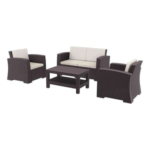 Monaco Rattan Lounge Set – Brown