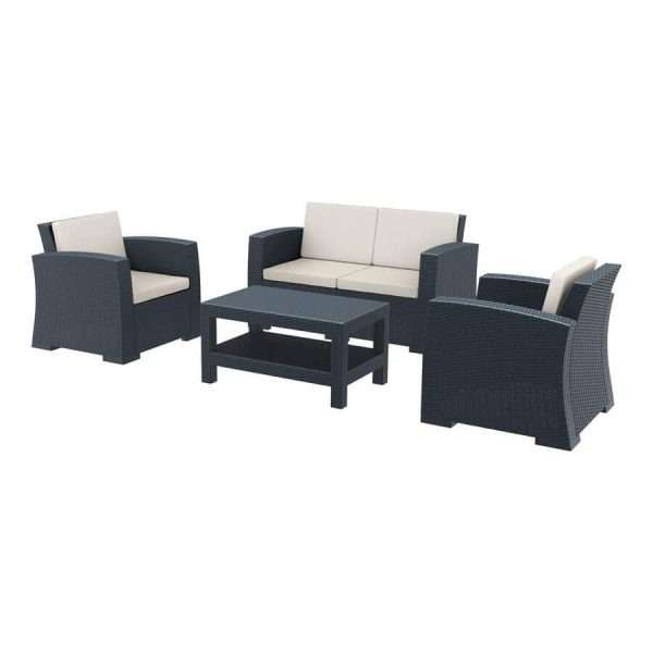 Monaco Rattan Lounge Set – Dark Grey