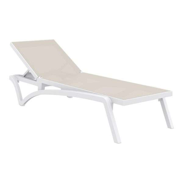 Pacific Sun Lounger – White/ Taupe