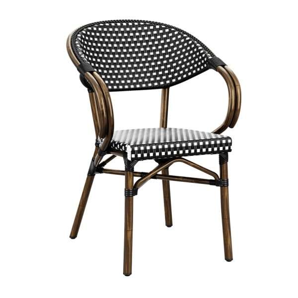 Panda Stacking Armchair – White & Blank Weave