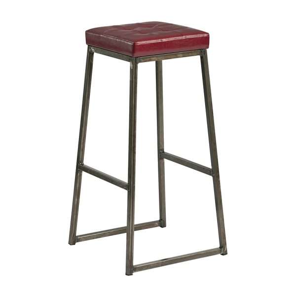 Style Bar Stool Laquered Frame Vintage Red Seat Pad ZA.72101ST