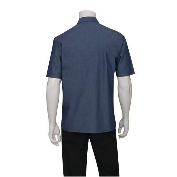 Chef Works Detroit Unisex Denim Shirt Short Sleeve Blue XL