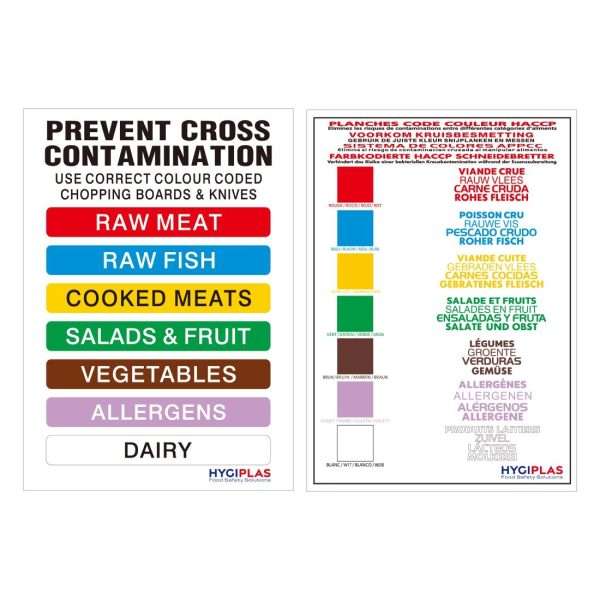 Hygiplas Low Density Chopping Boards Set with Rack (Set of 7 – 10mm High)