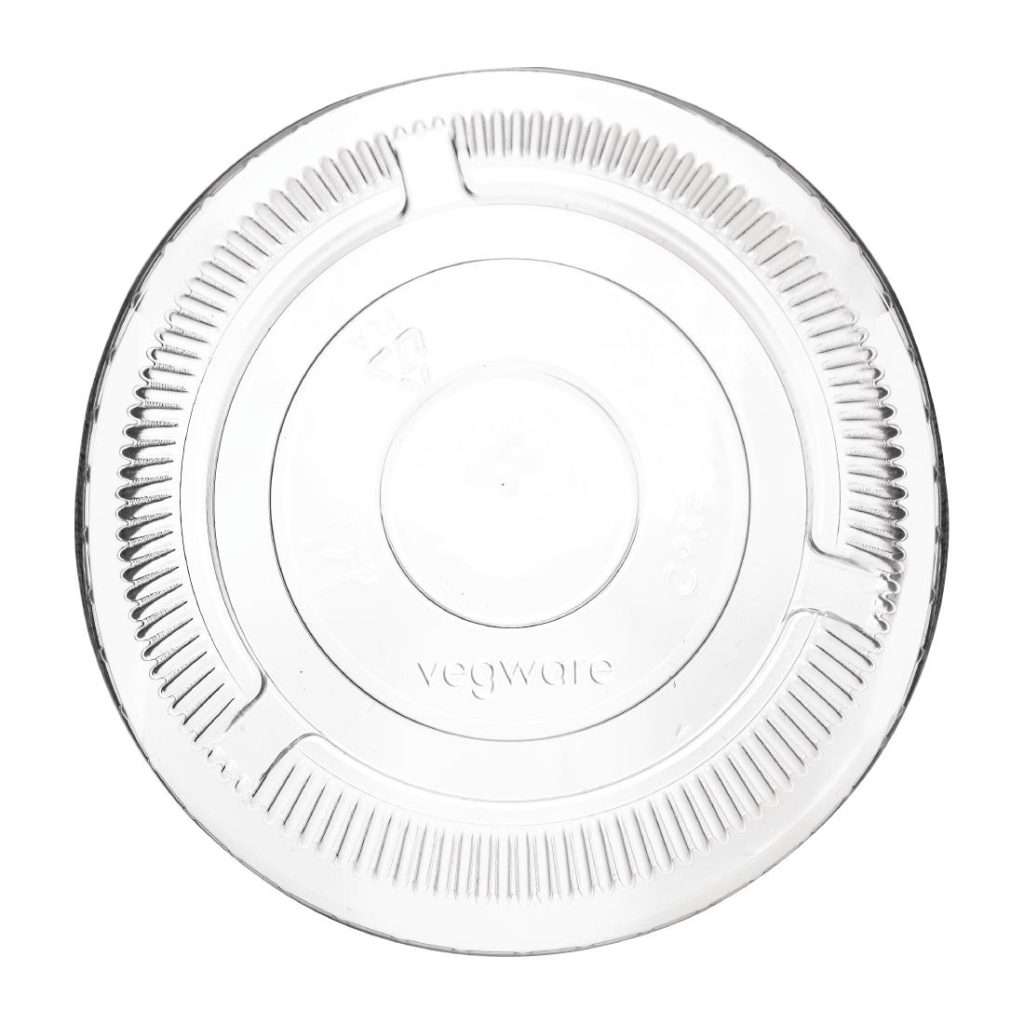 Vegware 96 Series Compostable Cold Cup Flat Lids No Hole 12/16oz (Pack of 1000)
