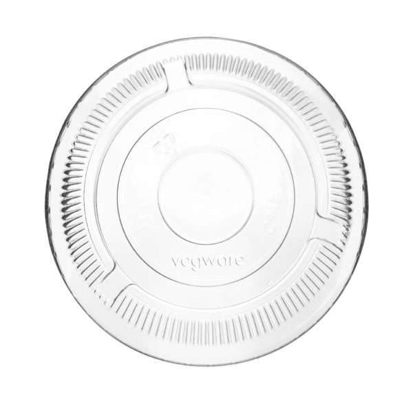 Vegware 96 Series Compostable Cold Cup Flat Lids No Hole 12/16oz (Pack of 1000)