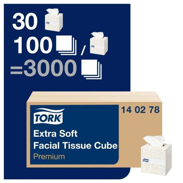 Tork Premium Extra Soft Facial Tissues Cube 2ply (30×100)