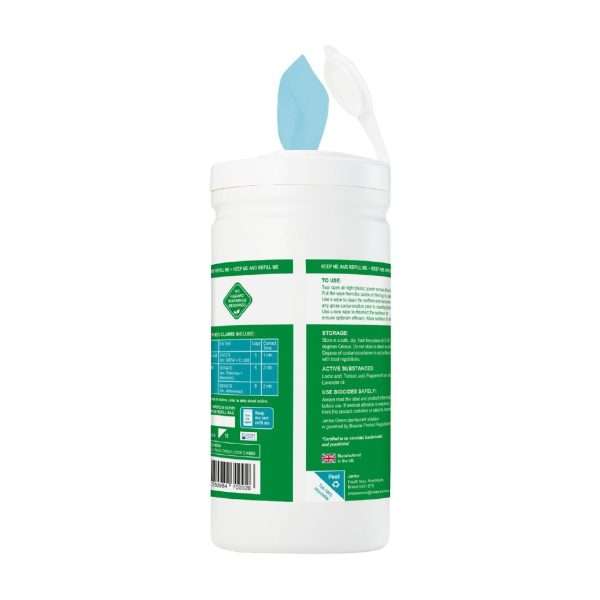 Jantex Green RTU Probe Sanitiser Wipes Starter Tub 130mm (Pack of 100)