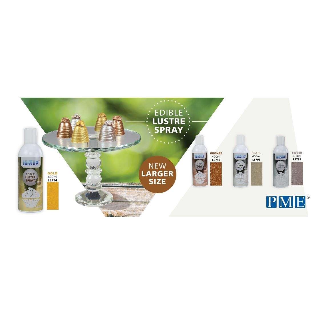 cx147_4 PME Edible Lustre Spray Silver 400ml