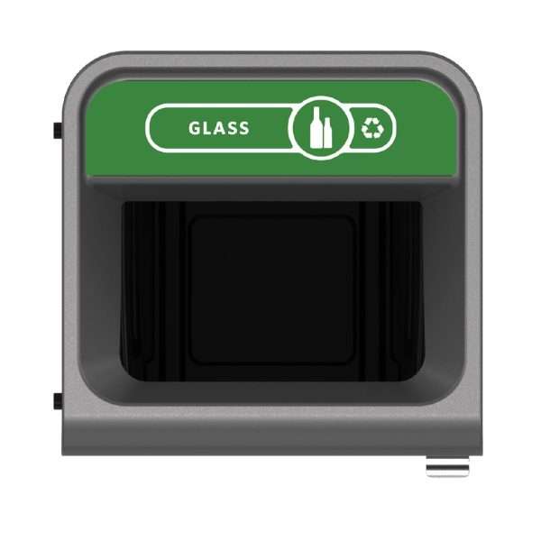 Rubbermaid Configure Recycling Bin with Glass Recycling Label Green 87Ltr