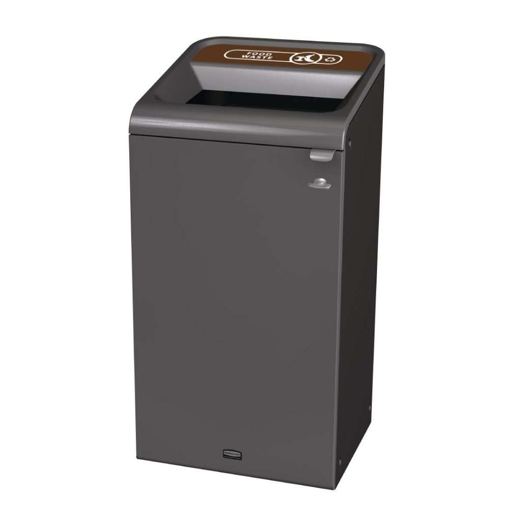 Rubbermaid Configure Recycling Bin with Food Waste Label Brown 87Ltr