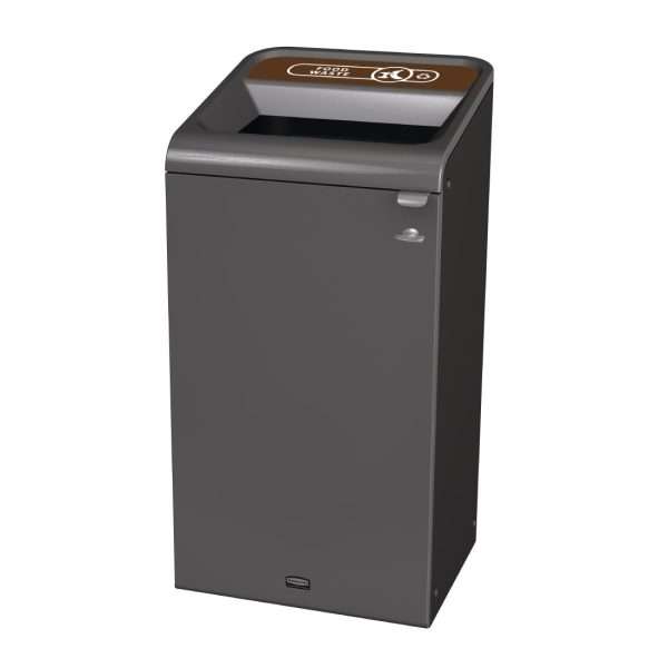 Rubbermaid Configure Recycling Bin with Food Waste Label Brown 87Ltr