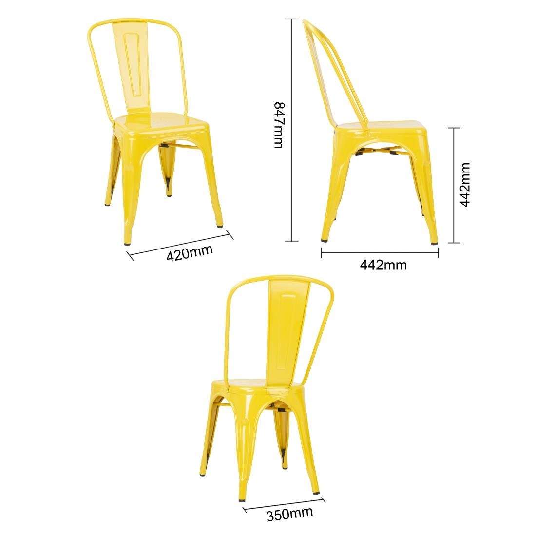dk292_yellowsteelchair Bolero Bistro Steel Side Chairs Yellow (Pack of 4)