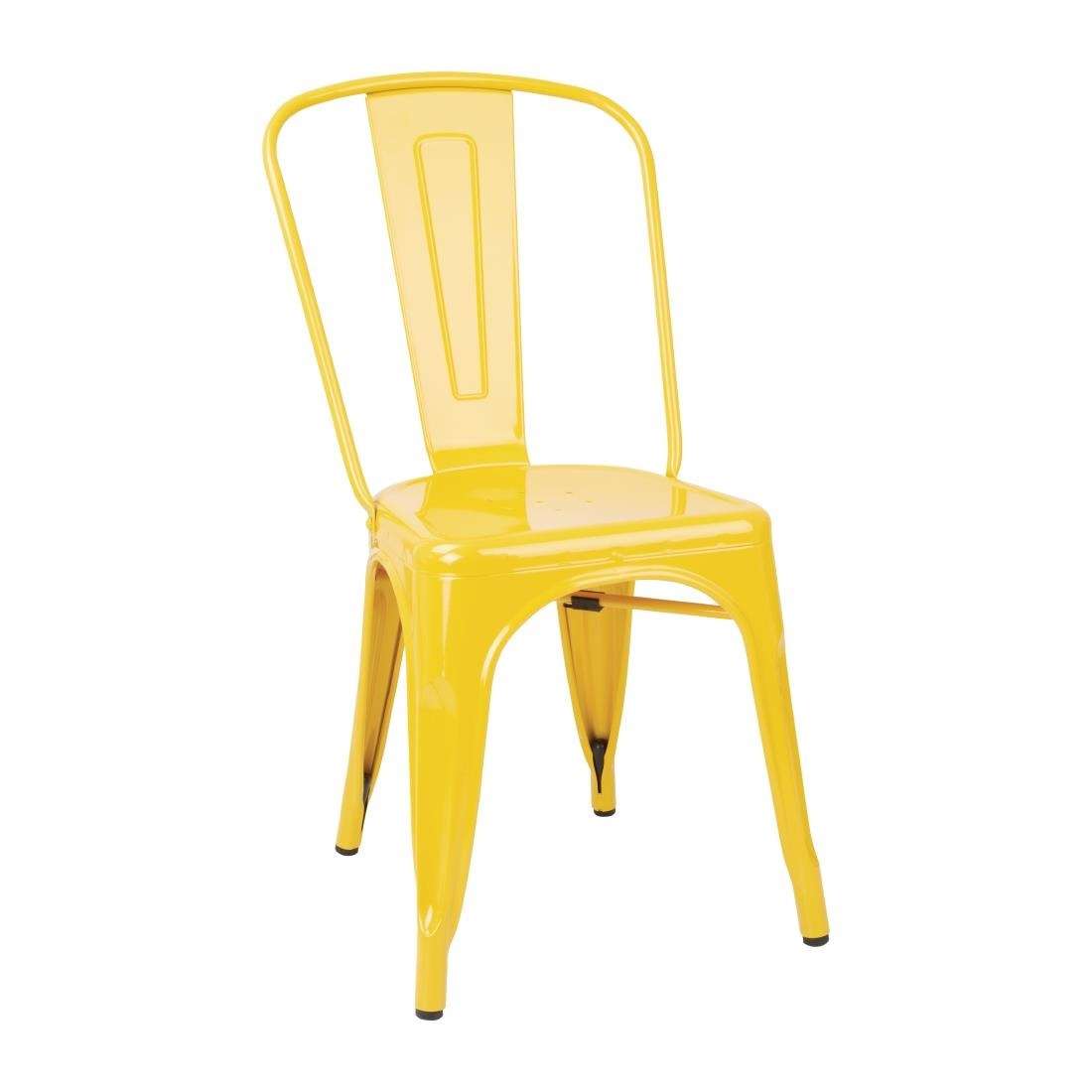 dk292_yellowsteelchair1 Bolero Bistro Steel Side Chairs Yellow (Pack of 4)