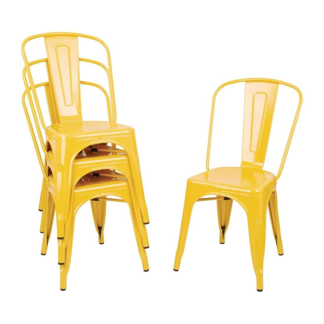 dk292_yellowsteelchair6 Bolero Bistro Steel Side Chairs Yellow (Pack of 4)