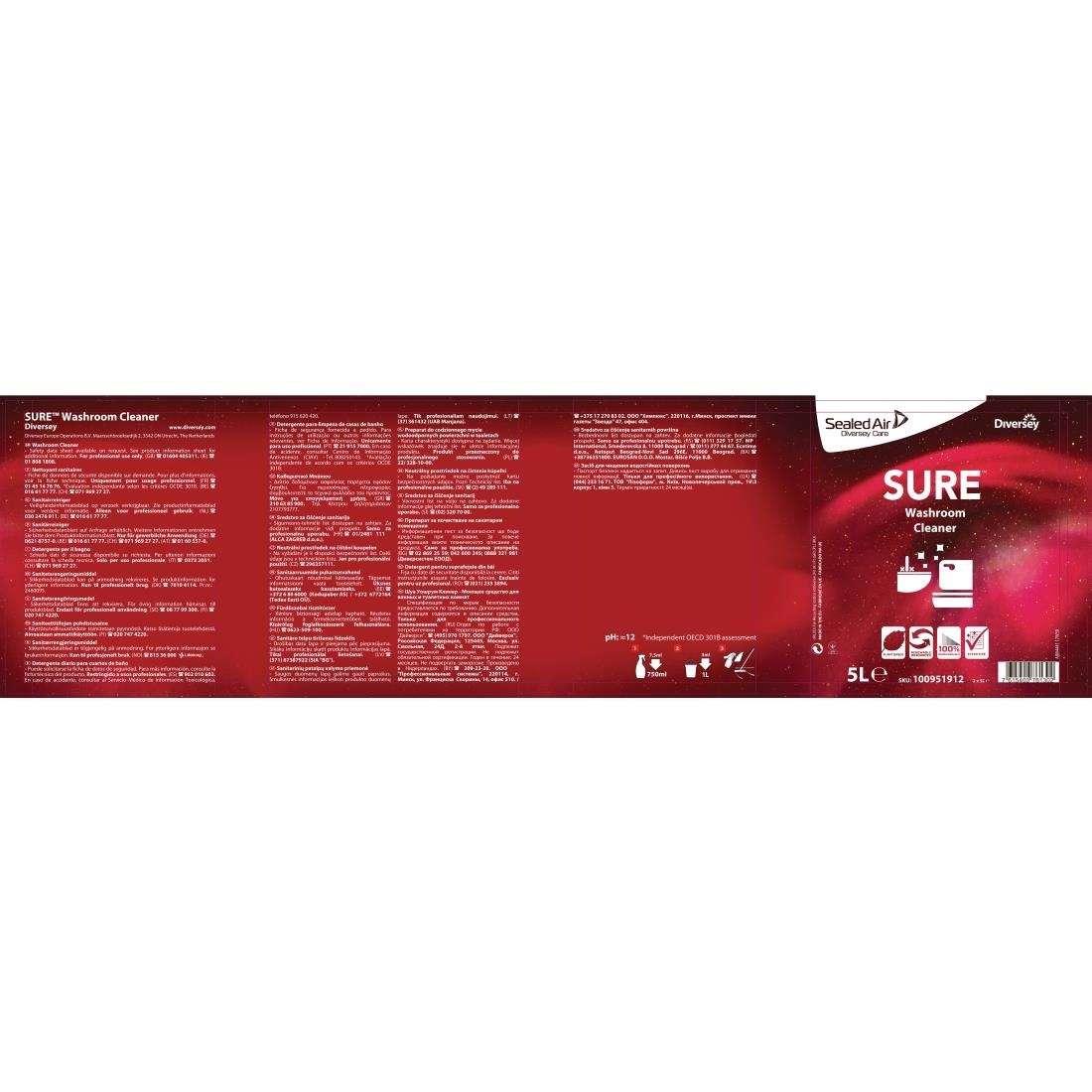 fa253_label SURE Washroom Cleaner Concentrate 5Ltr