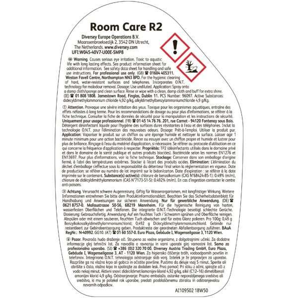 Room Care R2 Hard Surface Cleaner and Disinfectant Ready To Use 750ml